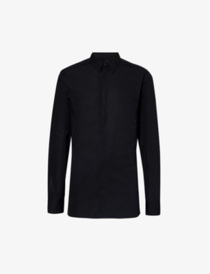 Givenchy Mens Black 4g Logo-embroidered Slim-fit Cotton-poplin Shirt