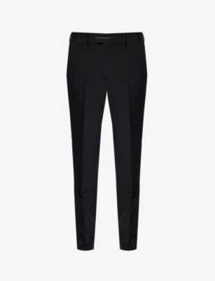 Givenchy Mens Black Formal Slip-pocket Tapered-leg Slim-fit Wool Trousers