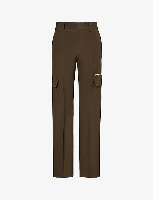GIVENCHY: Flap-pocket wide-leg wool trousers