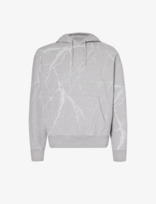 Givenchy Mens Light Grey Melange Graphic-print Boxy-fit Cotton-jersey Hoody