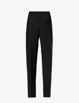 GIVENCHY: Elasticated-waistband tapered-leg regular-fit wool-blend trousers