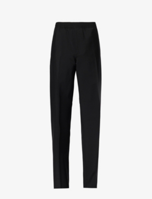 Givenchy Mens Black Elasticated-waistband Tapered-leg Regular-fit Wool-blend Trousers In Black