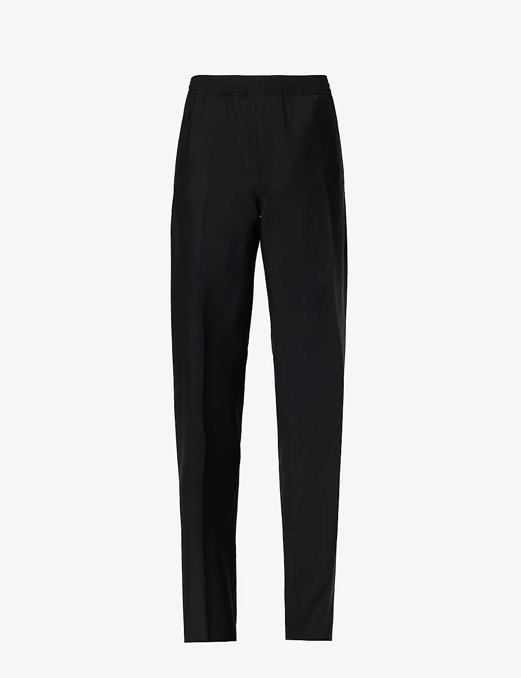 Givenchy Mens Black Elasticated-waistband Tapered-leg Regular-fit Wool-blend Trousers