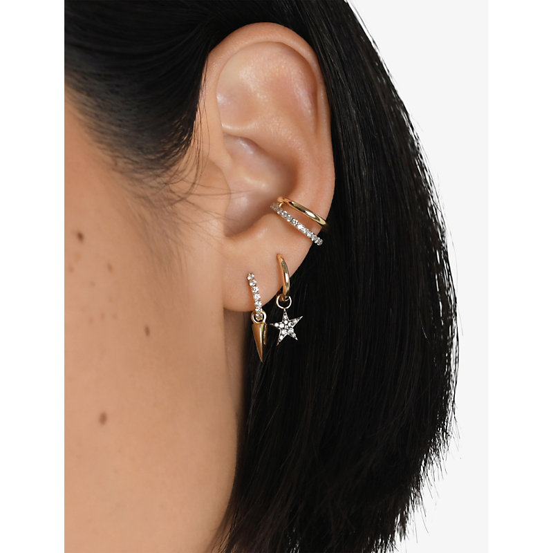 Shop Missoma Women's Gold Fine Star-charm 14ct Recycled-gold Mini Hoops