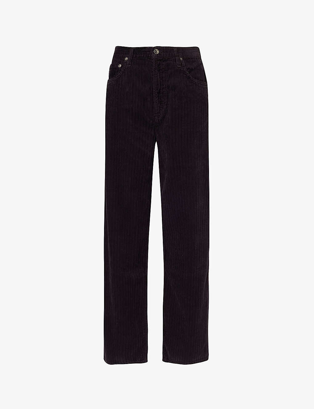 Shop Agolde Low Slung Baggy Wide-leg Low-rise Corduroy Jeans In Grey