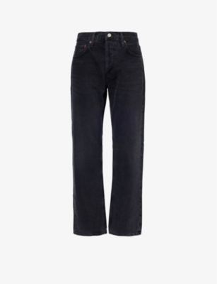 Shop Agolde Women's Hitch (washed Black) Parker Straight-leg Low-rise Organic-cotton Jeans