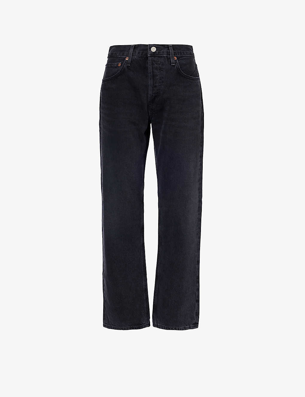 Shop Agolde Womens Hitch (washed Black) Parker Straight-leg Low-rise Organic-cotton Jeans