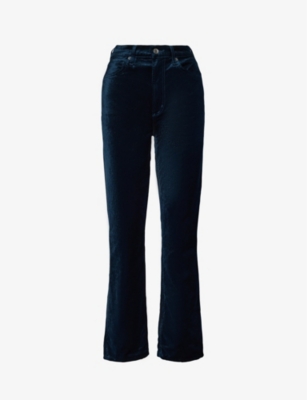 Agolde Nico High-rise Velvet Boot-cut Jeans In Blizzard (jewel Teal)