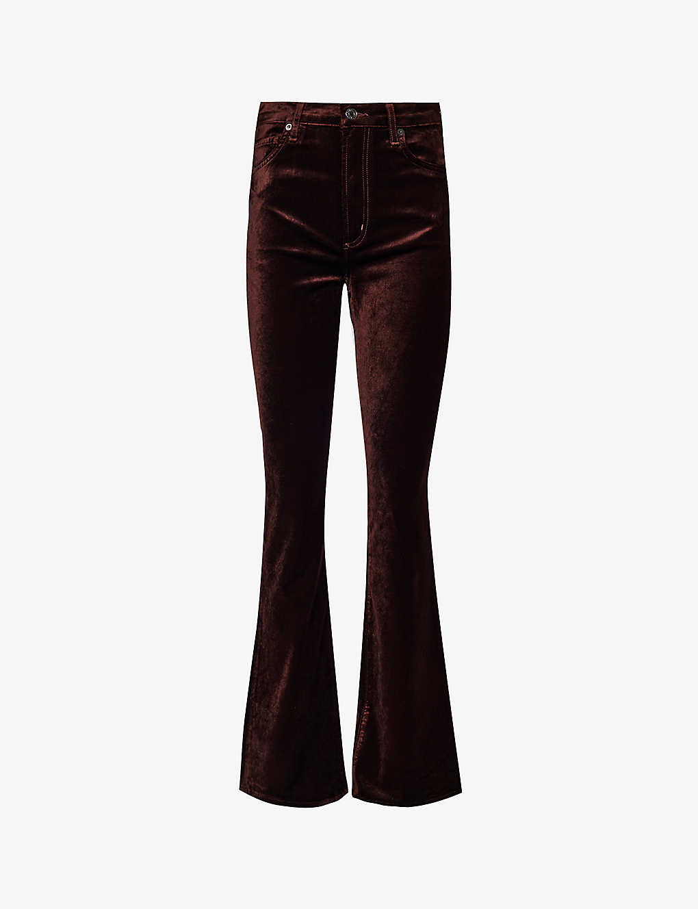 Shop Agolde Nico Bootcut-leg Cotton-blend Velvet Trousers In Chocolate Milk (brown)