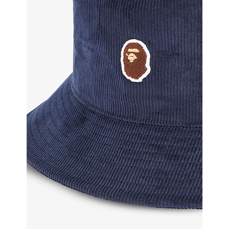 Shop A Bathing Ape Men's Navy Logo-patch Cotton-corduroy Hat