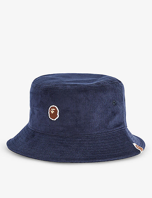 A BATHING APE: Logo-patch cotton-corduroy hat