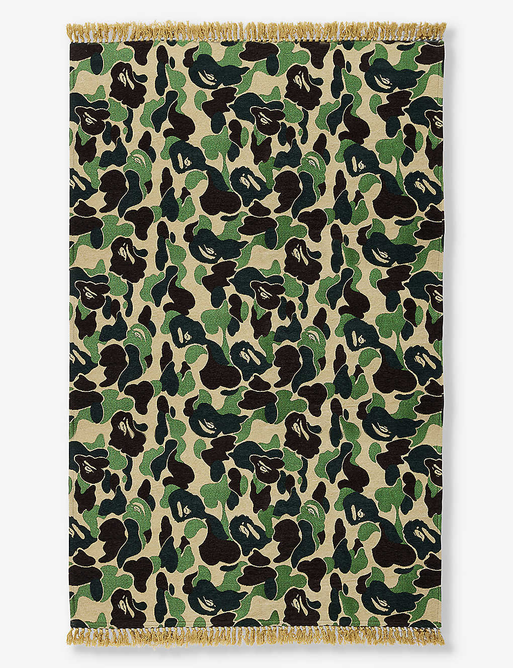 A Bathing Ape Mens Green Ape Head Camouflage Woven Rug 194cm X 138cm