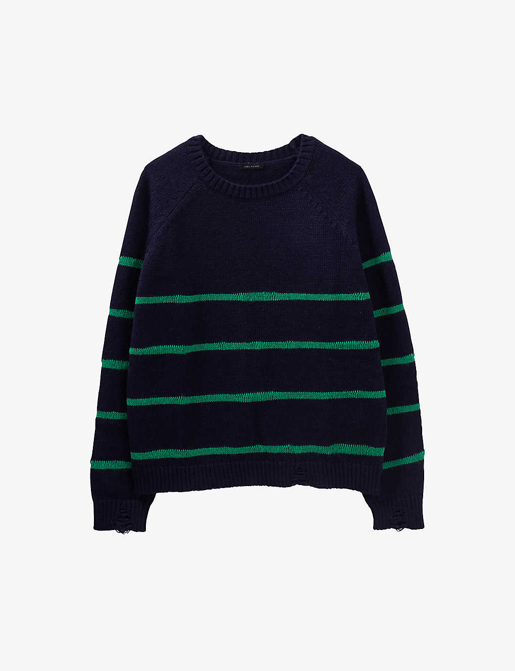 Ikks Womens Navy Blue Striped Relaxed-fit Knitted Jumper