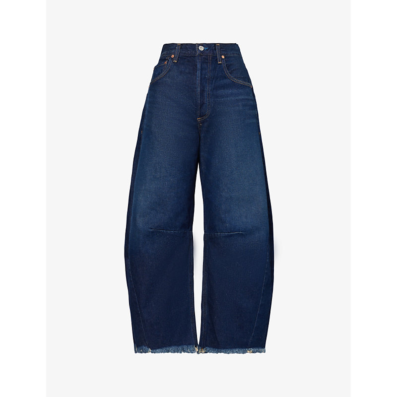 Citizens Of Humanity Horseshoe Wide-leg Mid-rise Jeans In Bravo (dk Ind)
