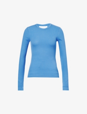 Citizens Of Humanity Bina Long-sleeved Organic Cotton-blend Jersey Top In Blue