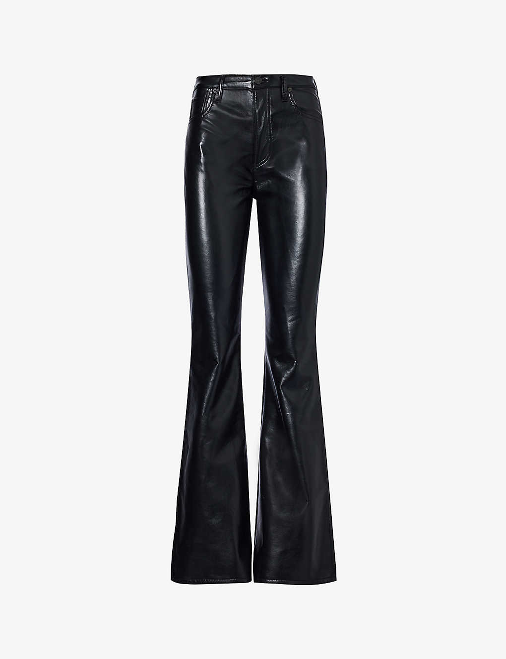 Citizens Of Humanity Womens Black Lilah Flared-leg Mid-rise Recycled Leather-blend Trousers