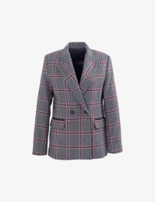 IKKS: Houndstooth double-breasted wool-blend blazer