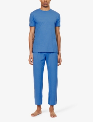 Shop Derek Rose Men's Blue Basel Short-sleeve Stretch-modal T-shirt