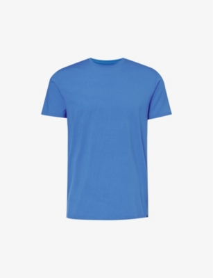 Shop Derek Rose Mens Blue Basel Short-sleeve Stretch-modal T-shirt