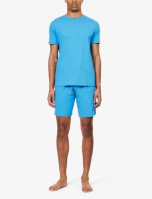 Shop Derek Rose Men's Blue Basel Drawstring-waistband Stretch-modal Shorts