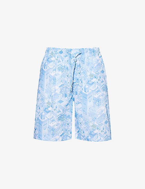 DEREK ROSE: Ledbury graphic-print cotton-poplin pyjama shorts