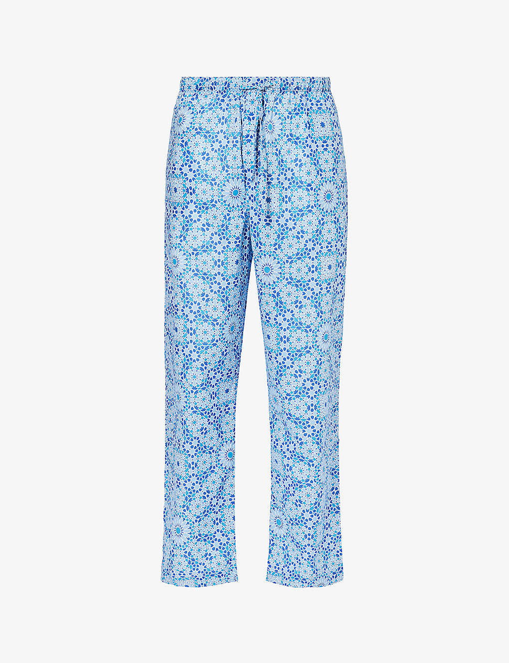 Derek Rose Mens Blue Ledbury Patterned Cotton-poplin Pyjama Bottoms