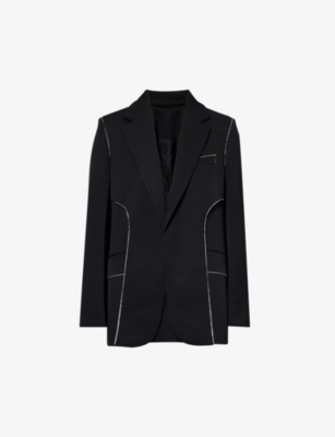 VICTORIA BECKHAM: Contrast-piping notched-lapel woven blazer