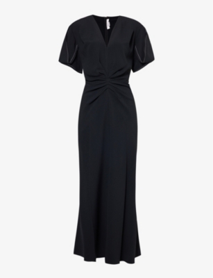 VICTORIA BECKHAM Gathered waist woven midi dress Selfridges