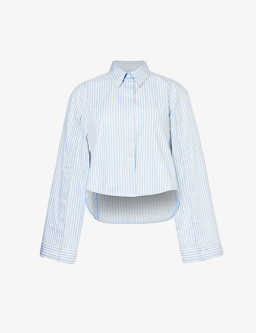 VICTORIA BECKHAM: Striped cropped cotton shirt