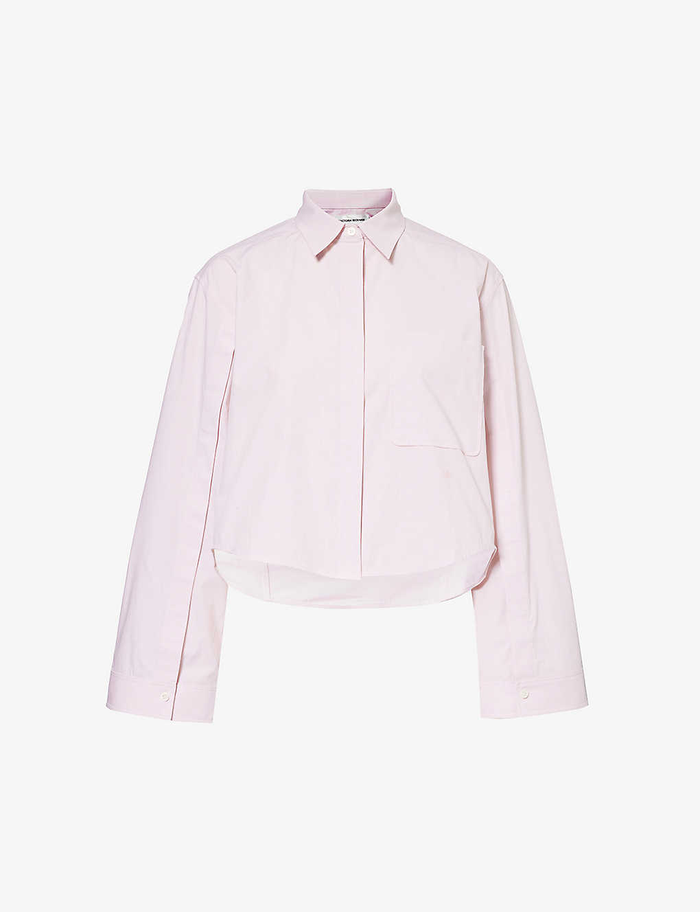 Shop Victoria Beckham Women's Rose Quartz Cropped Patch-pocket Stretch Organic-cotton Shirt