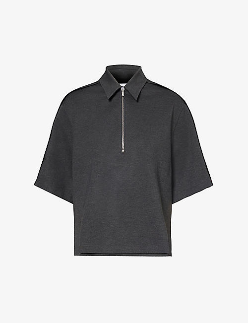 VICTORIA BECKHAM: Oversized zip-embellished stretch-woven polo shirt