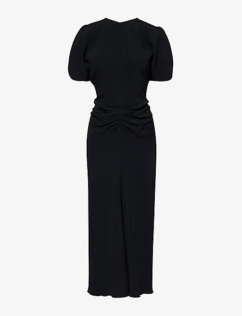 VICTORIA BECKHAM: Slim-fit ruched stretch-woven maxi dress