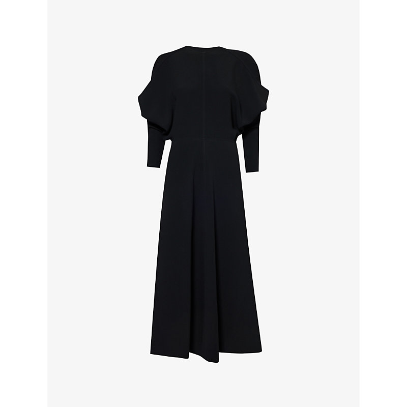 Victoria Beckham Womens Black Dolman-sleeve Woven Midi Dress