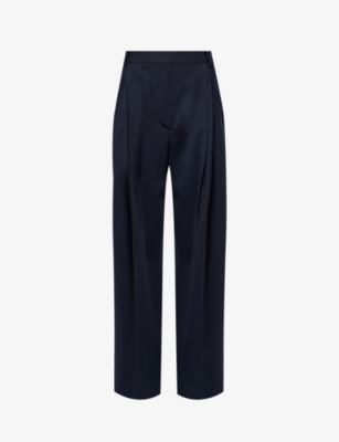 Victoria Beckham Wide Leg Trouser In Blue