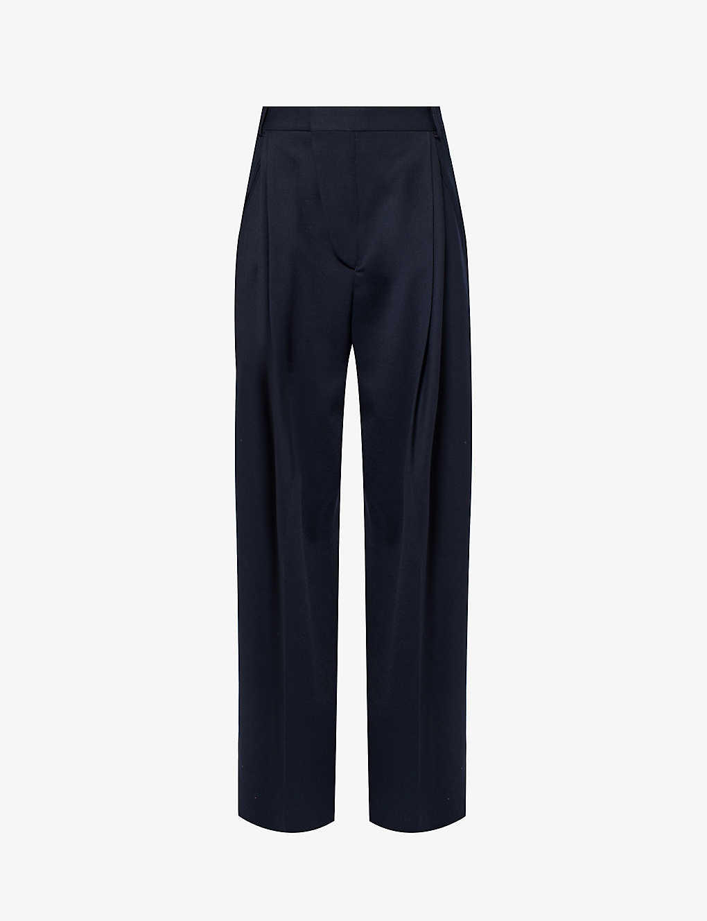 Shop Victoria Beckham Wide-leg Mid-rise Stretch-woven Trousers In Blue