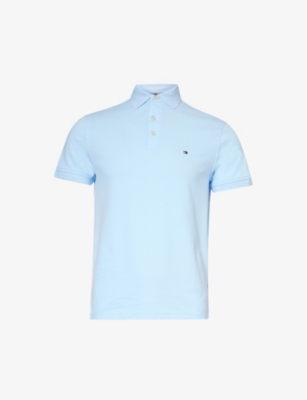 Shop Tommy Hilfiger Men's Kingly Blue 1985 Logo-embroidered Stretch-cotton Piqué Polo Shirt