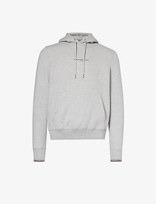 TOMMY HILFIGER: Brand-embroidered striped-cuff cotton and recycled polyester-blend hoody