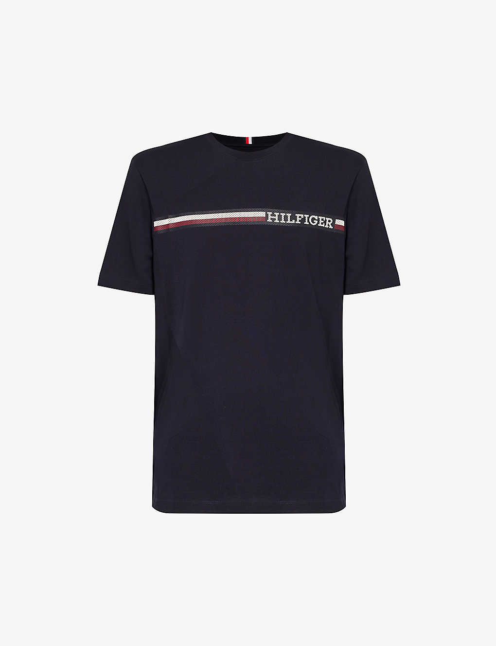 Tommy Hilfiger Mens Desert Sky Monotype Textured Logo-print Cotton-jersey T-shirt In Blue
