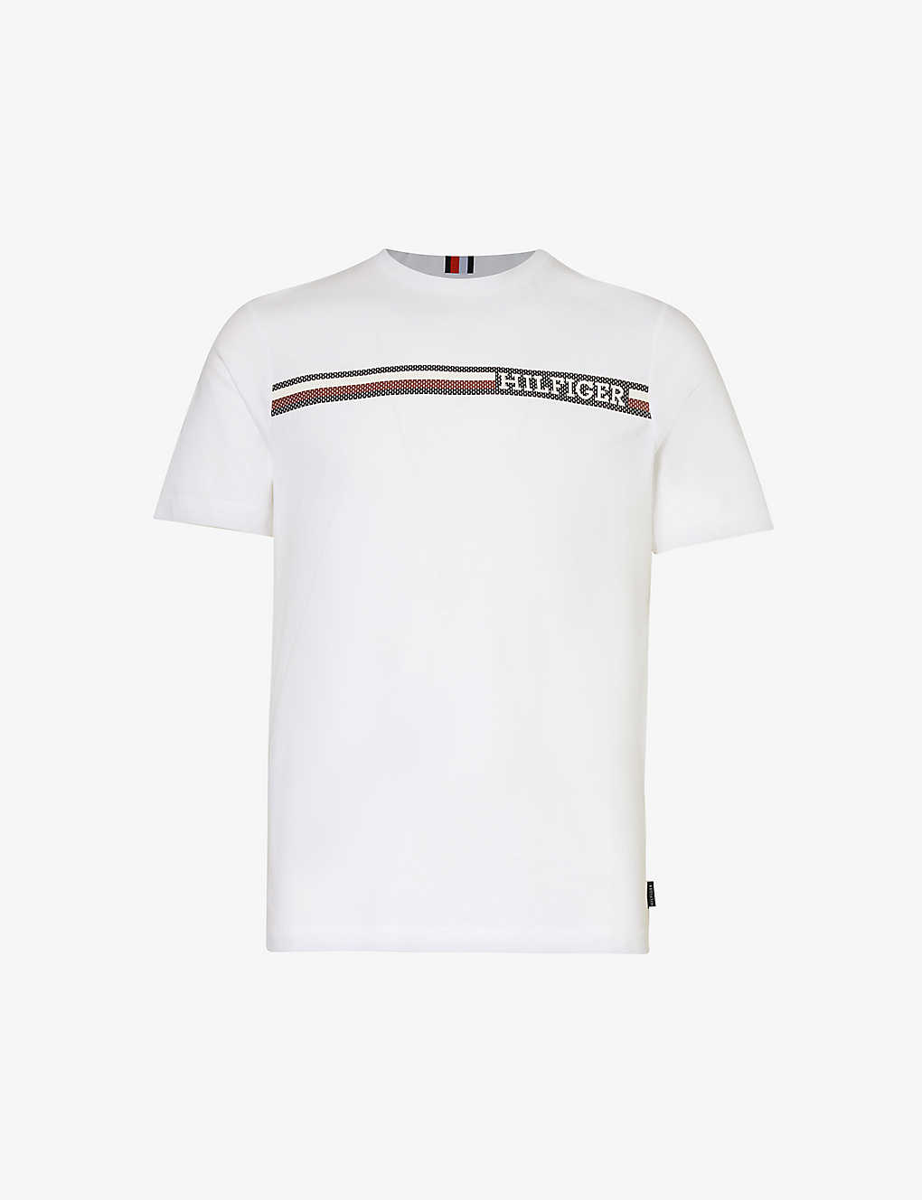 Shop Tommy Hilfiger Men's White Monotype Textured Logo-print Cotton-jersey T-shirt