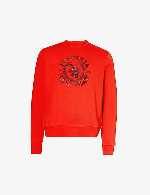 TOMMY HILFIGER: Big Icon brand-embroidered cotton-jersey sweatshirt