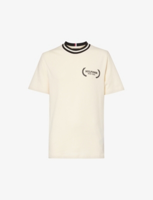 TOMMY HILFIGER: Logo-embroidered crewneck cotton-jersey T-shirt