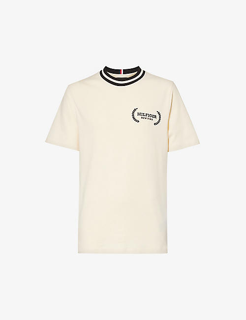 TOMMY HILFIGER: Logo-embroidered crewneck cotton-jersey T-shirt