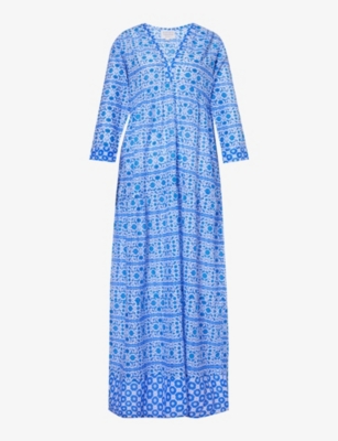 ASPIGA: Mykonos floral-print organic-cotton maxi dress