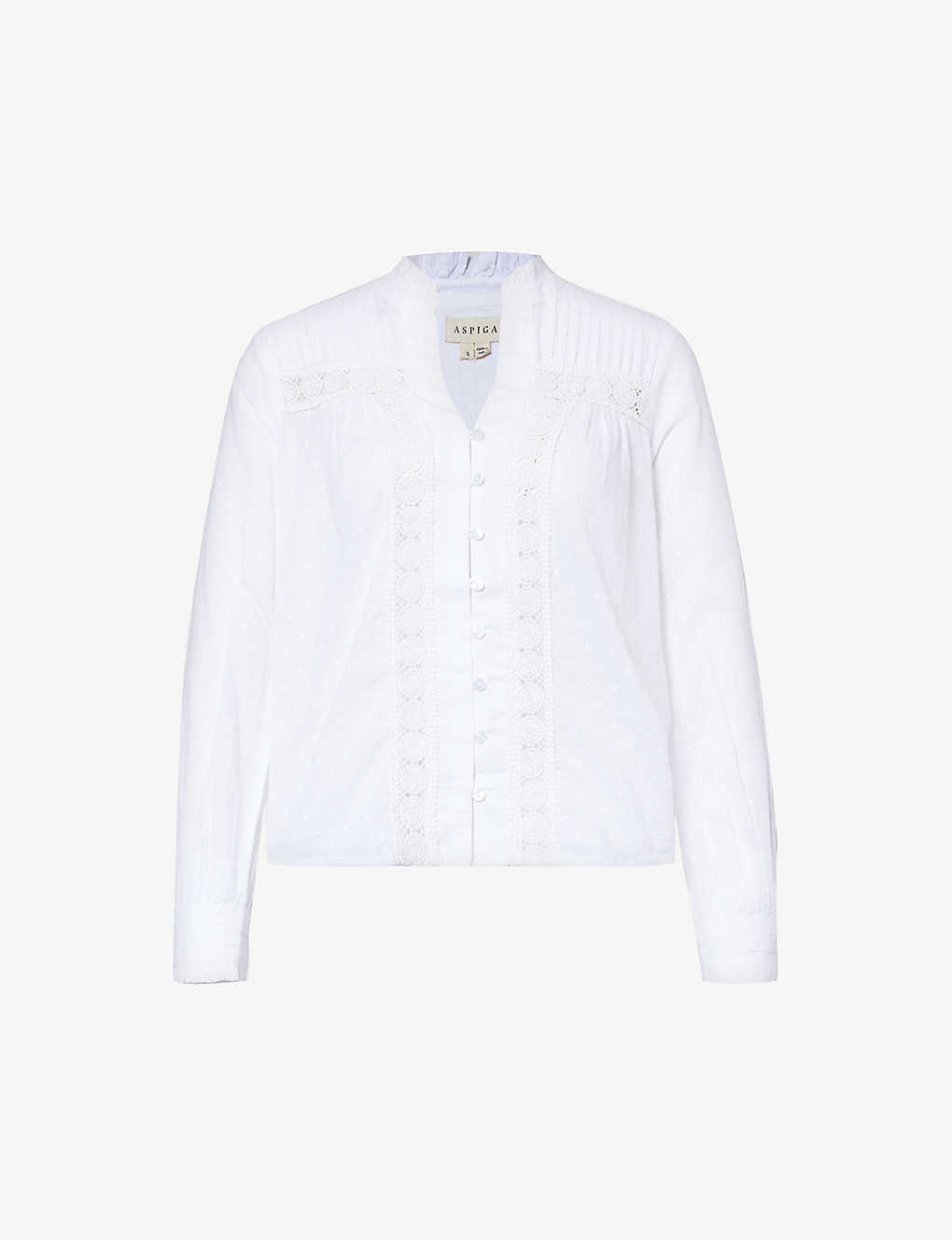 Shop Aspiga Womens White Carrie Long-sleeved Cotton-poplin Shirt