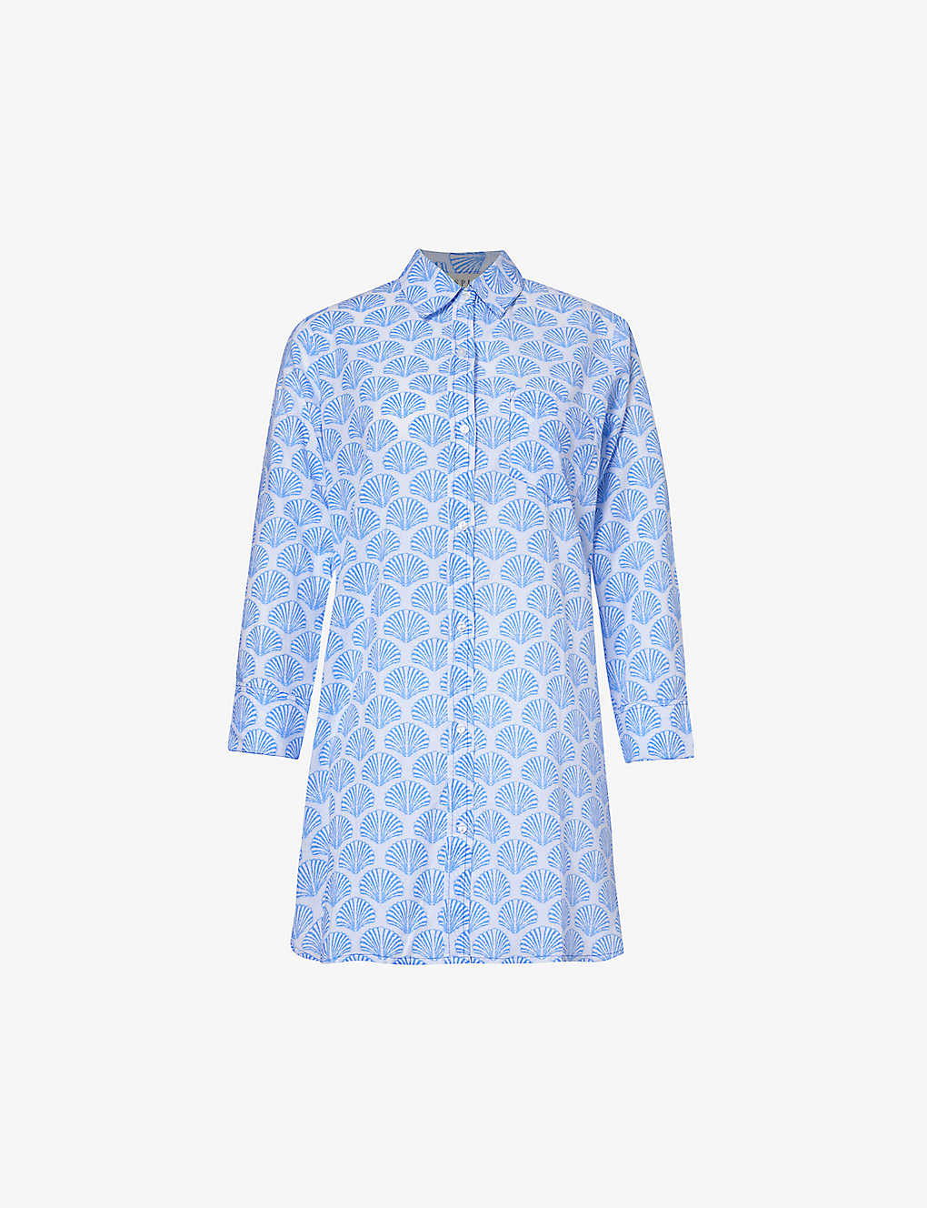 Aspiga Womens Marina Blue Saffron Seashell-print Organic-cotton Mini Dress