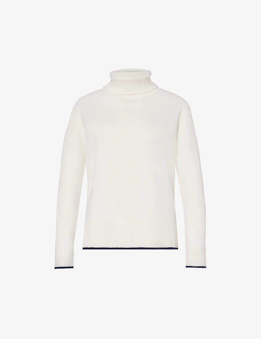 Aspiga Lyla Roll-neck Relaxed-fit Wool Jumper In Cream/navy