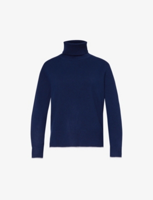 Aspiga Lyla Roll-neck Relaxed-fit Wool Jumper In Navy/cream