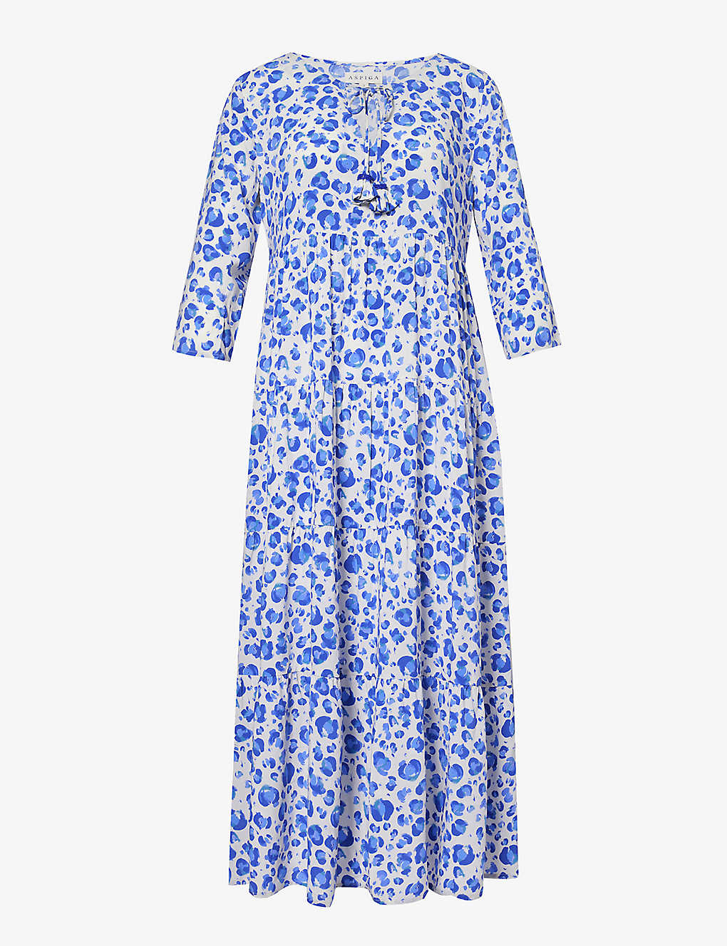 Aspiga Emma Abstract-pattern Woven Midi Dress In Cream/blue