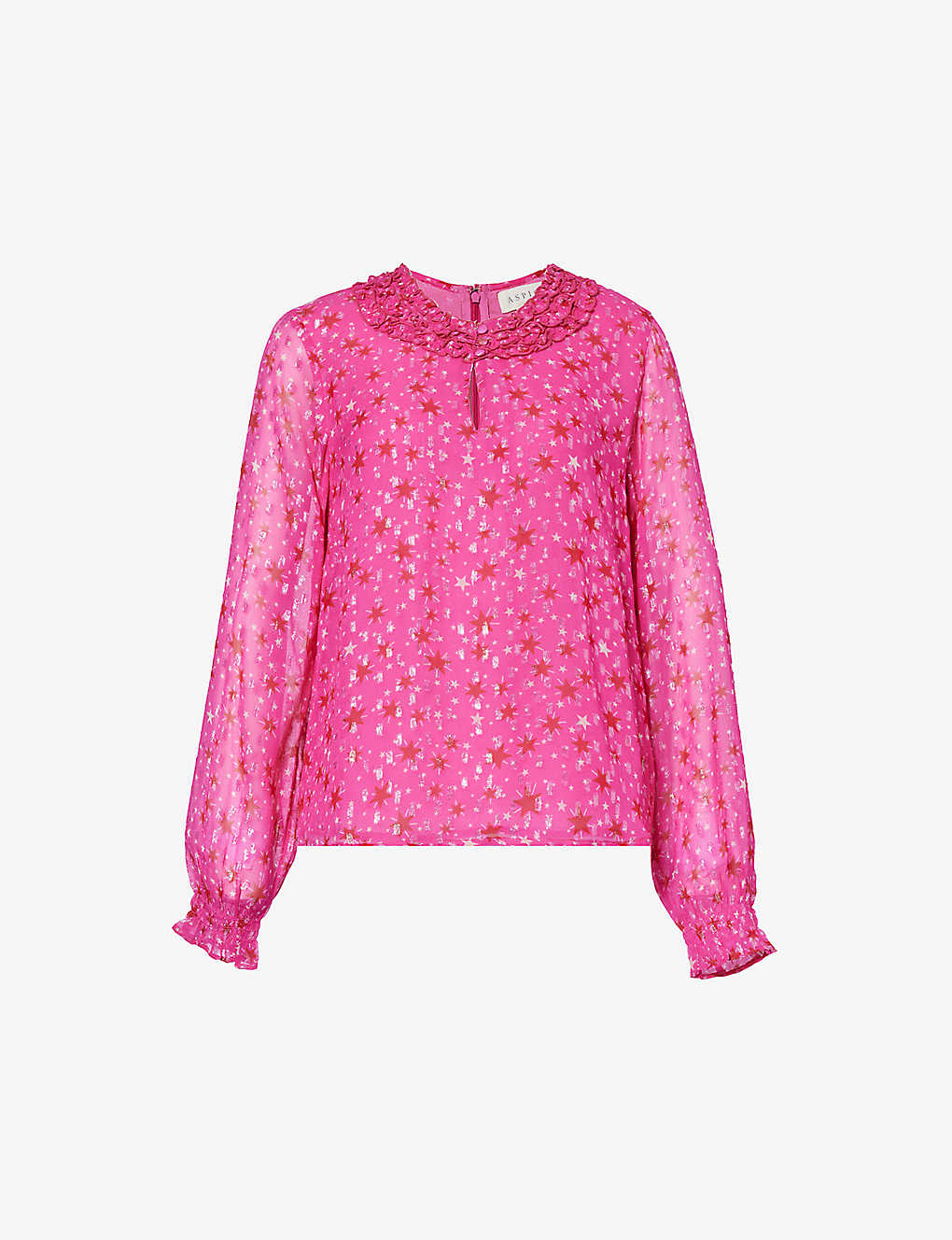Aspiga Stella Star-print Woven-blend Shirt In Pink/red