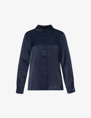 Aspiga Womens Midnight Tamara Satin-texture Woven Shirt In Blue